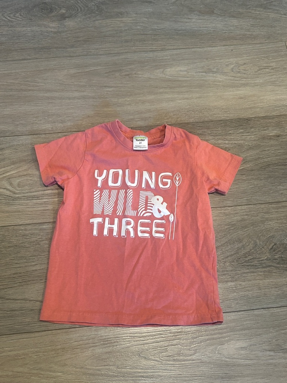 Unordinary Toddler Pink/Rust 'Young Wild & Three' Graphic Tee Size 4T
